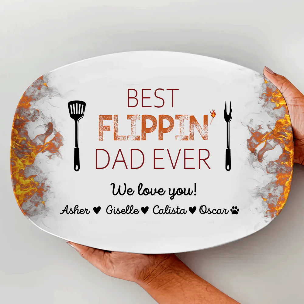 Custom Name Best Flippin Dad Ever Personalized Gift Platter HA75 890702 - Image 3