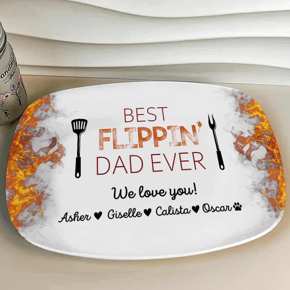 Custom Name Best Flippin Dad Ever Personalized Gift Platter HA75 890702 - Image 4
