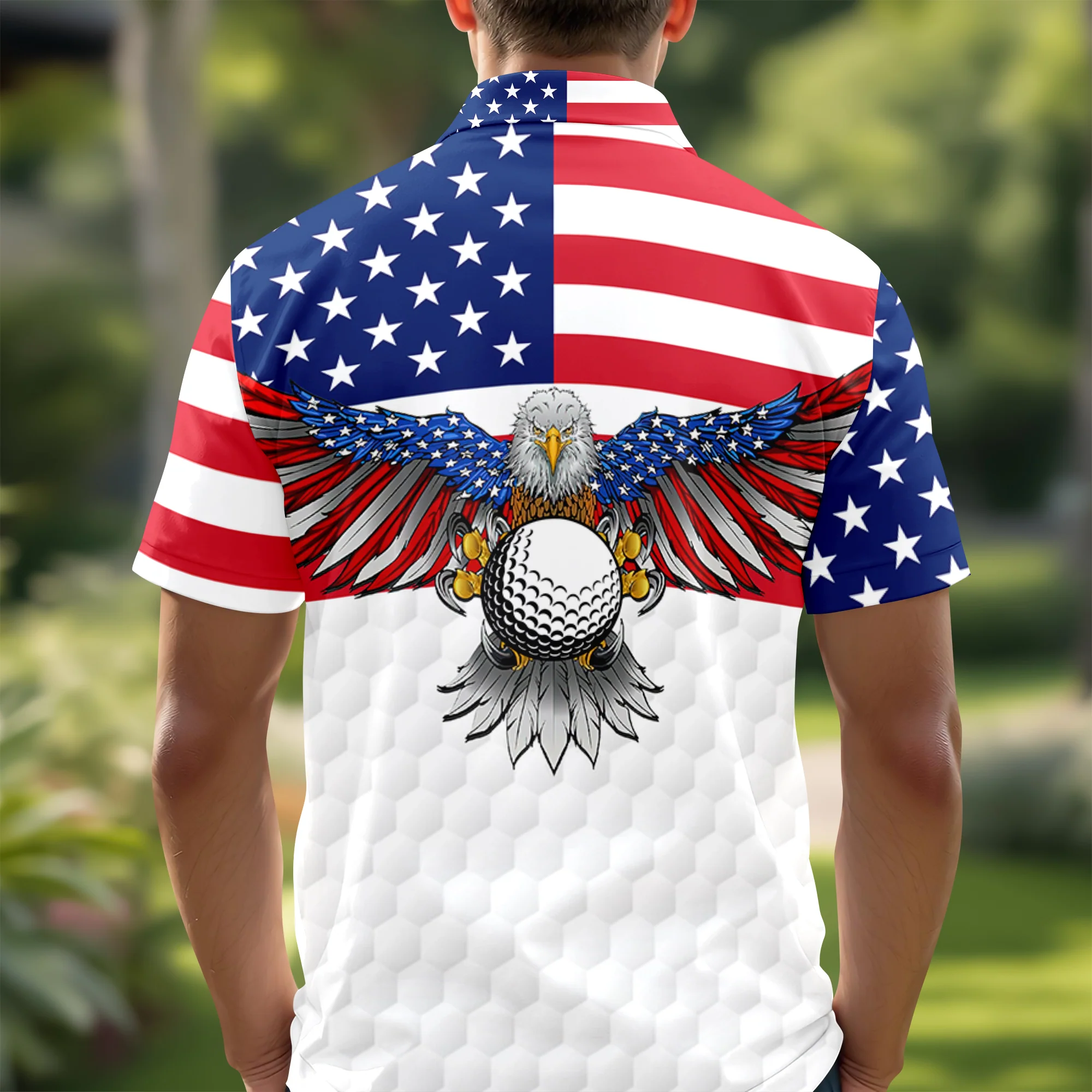 Custom Name Eagle US Flag Personalized Patriotic Polo Shirt HA75 920392 - Image 2