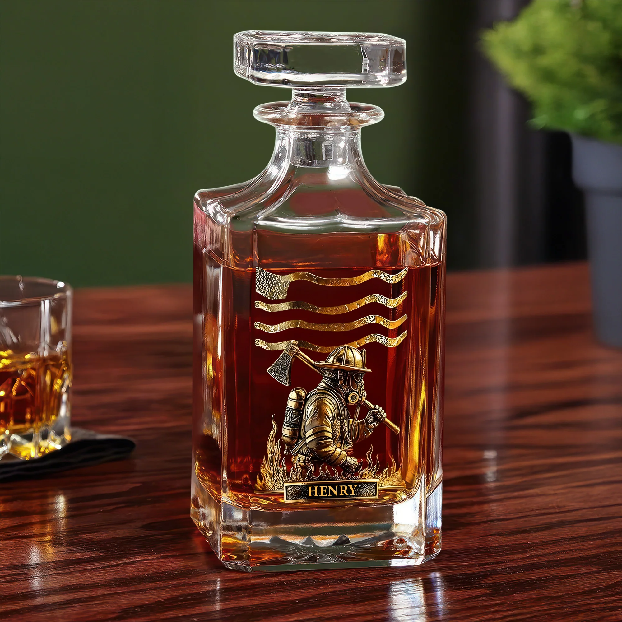 Custom Name Firefighter Personalized Print Decanter Gift For Dad, Father HA75 898064 - Image 3