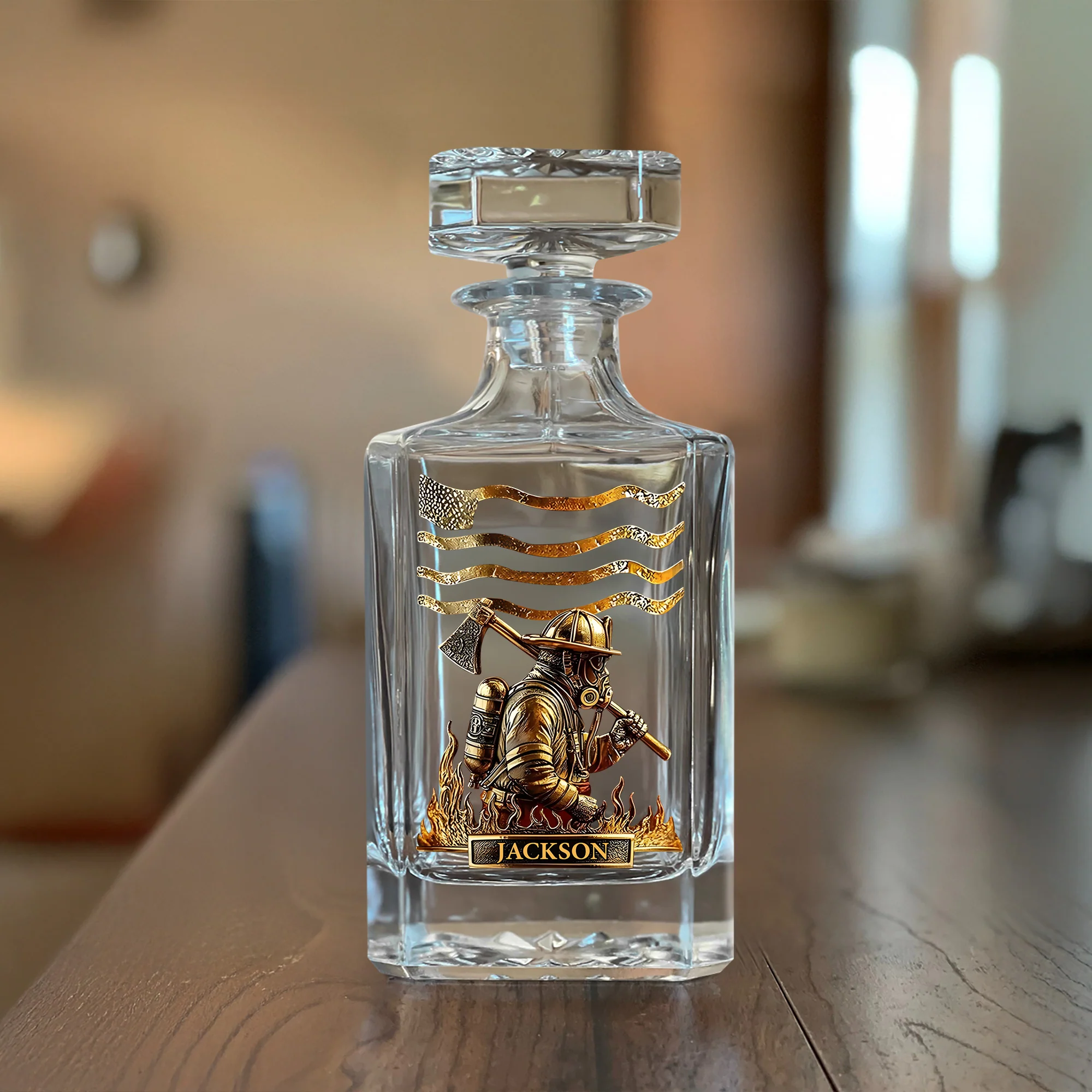 Custom Name Firefighter Personalized Print Decanter Gift For Dad, Father HA75 898064 - Image 4