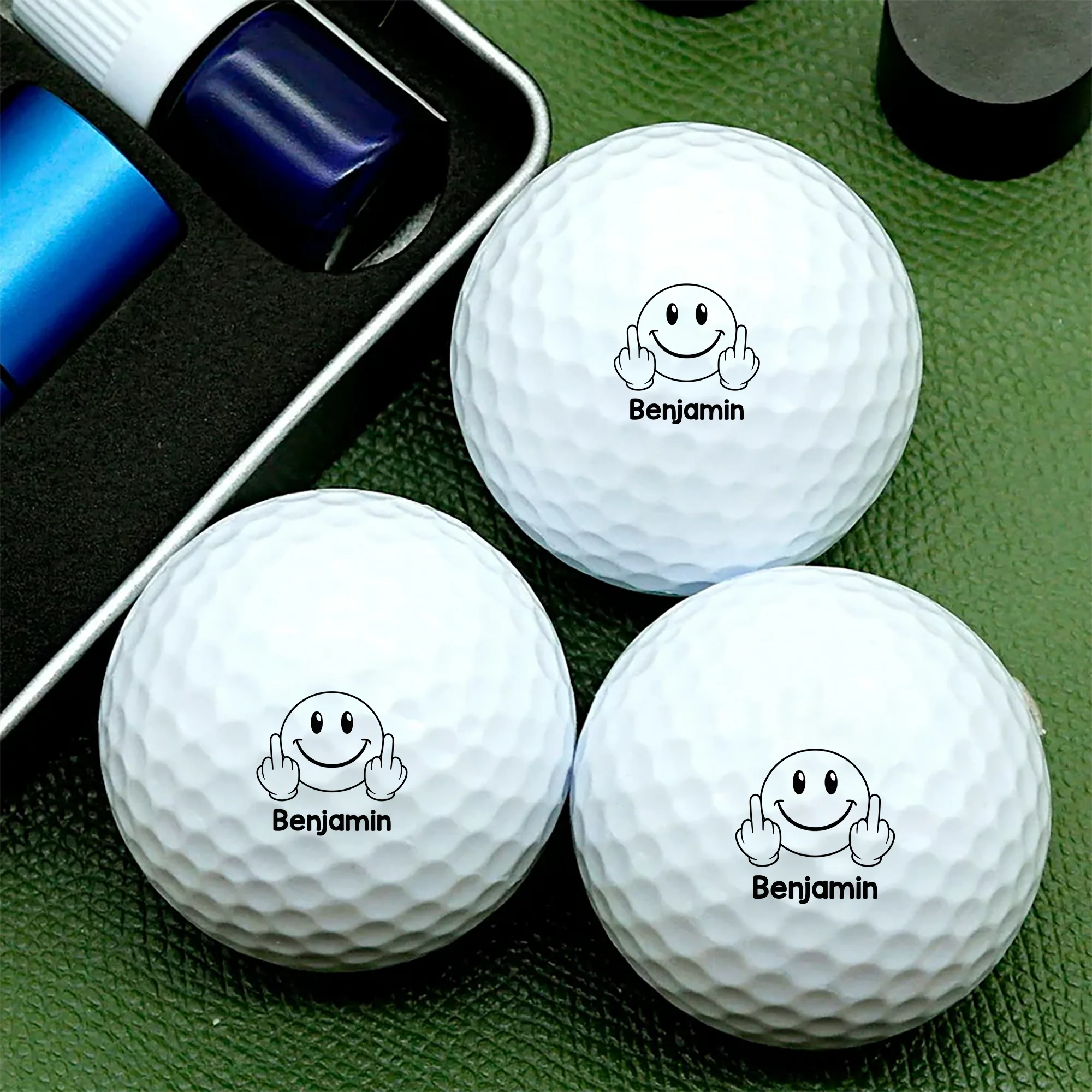 Custom Name Middle Finger Personalized Golf Ball Stamp Box, Meme Fun Gift HA75 898746 - Image 5