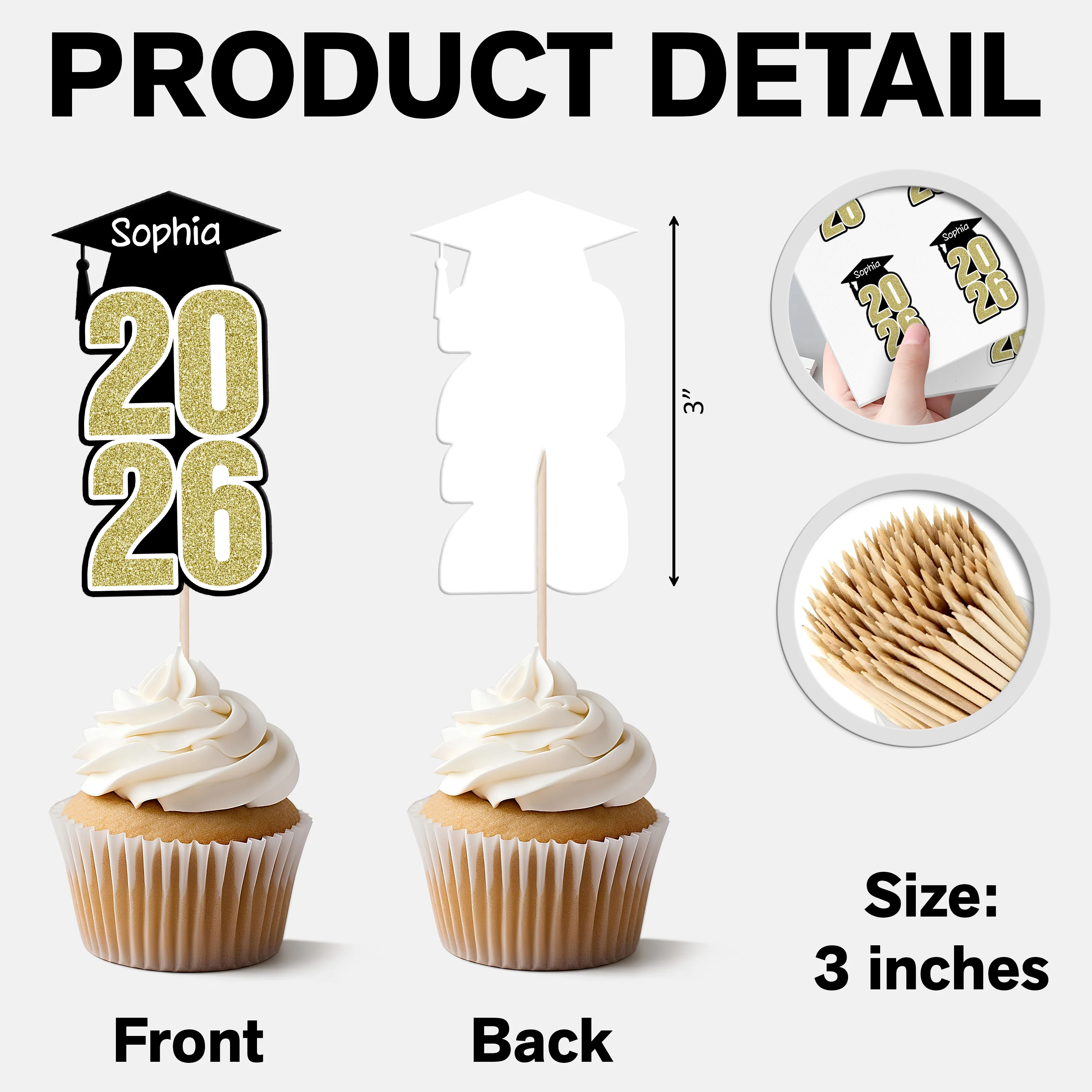 Custom Name Personalized Graduation Cupcake Toppers HA75 920078 - Image 7