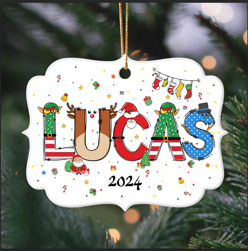 Custom Name With Christmas Design Irregular Ceramic Ornament HA75 891640 - Image 3