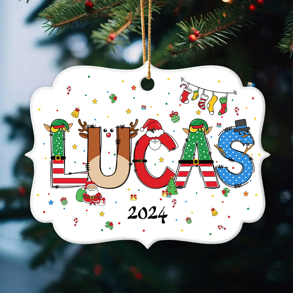 Custom Name With Christmas Design Irregular Ceramic Ornament HA75 891640 - Image 4