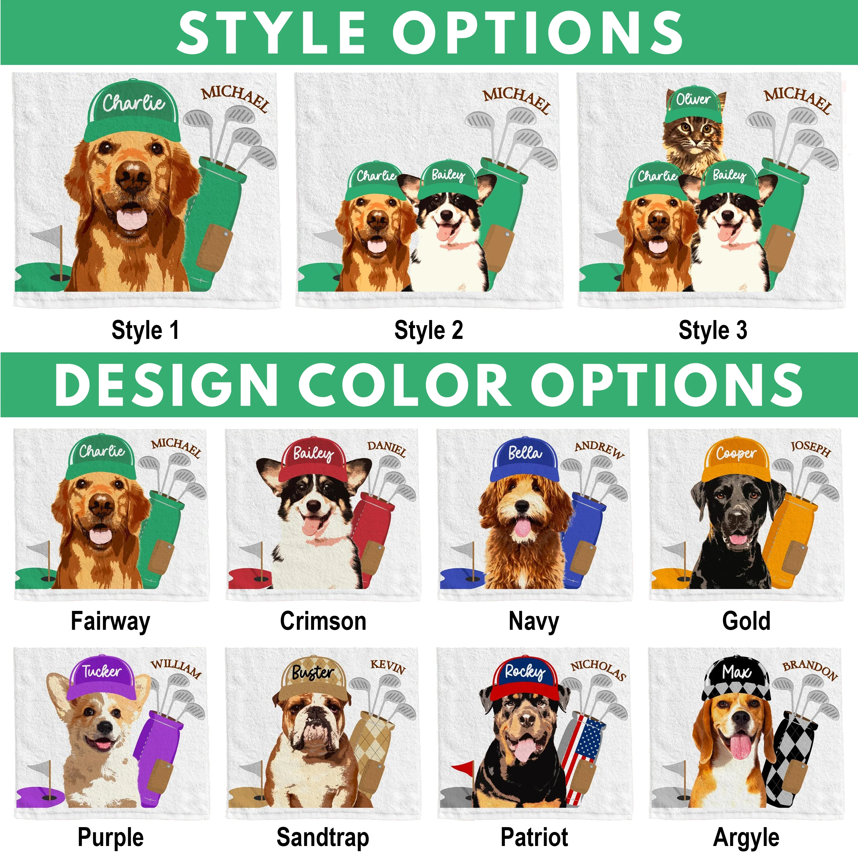 Custom Pet Golf Towel with Pet Photo, Personalized Dog Towel, Custom Cat Cotton Golf Towel HA75 898506 - Image 3