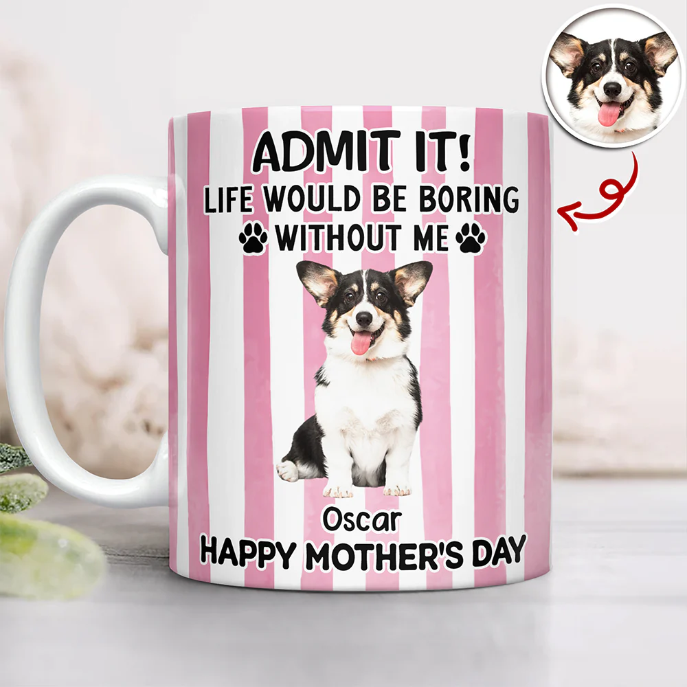 Custom Pet Photo Life Would Be Boring Without Me Dog Mug Mother's Day Gift HA75 920714