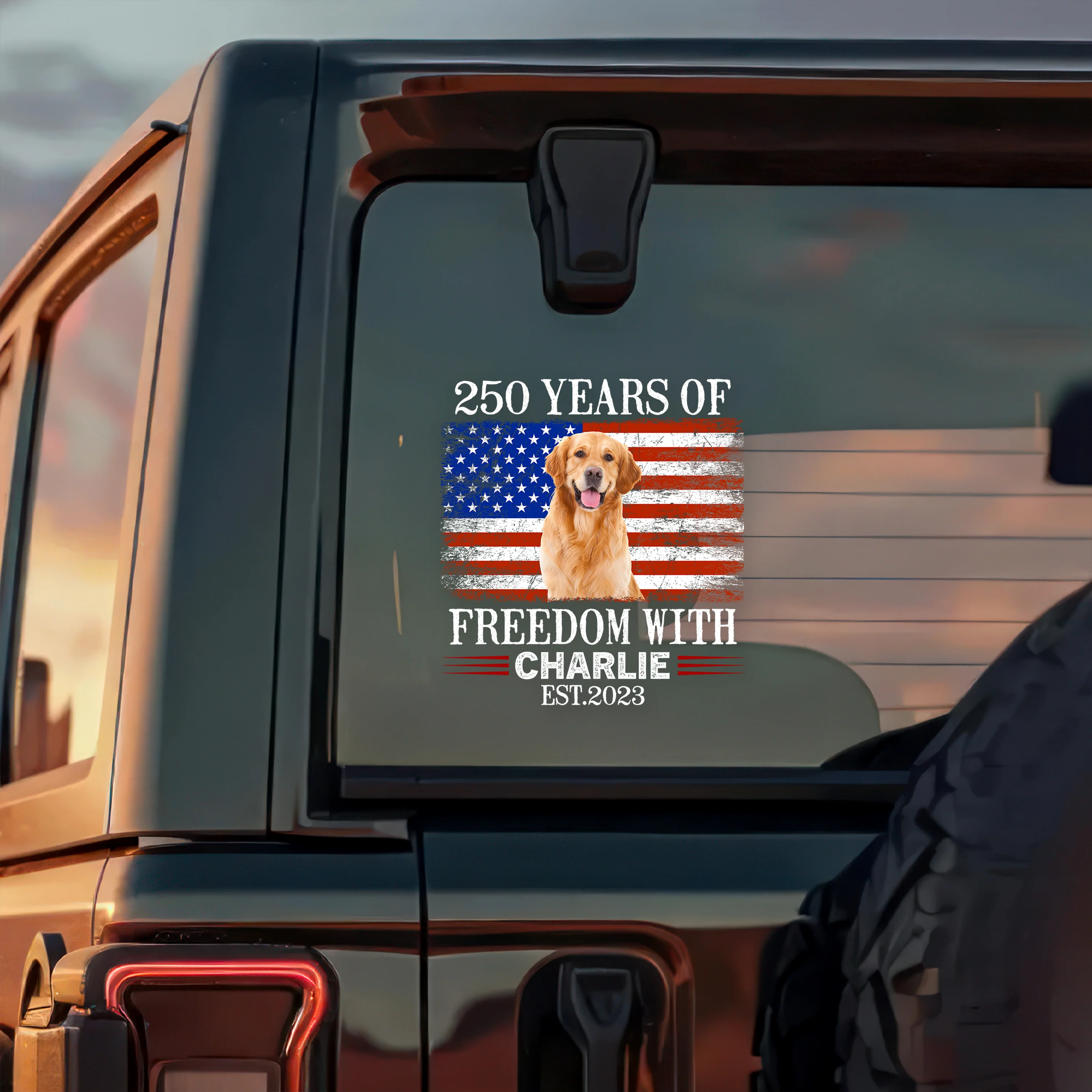 Custom Photo 250 Years Of Freedom With Dog Cat Pet Car Window Decal Sticker HA75 920102 - Image 2