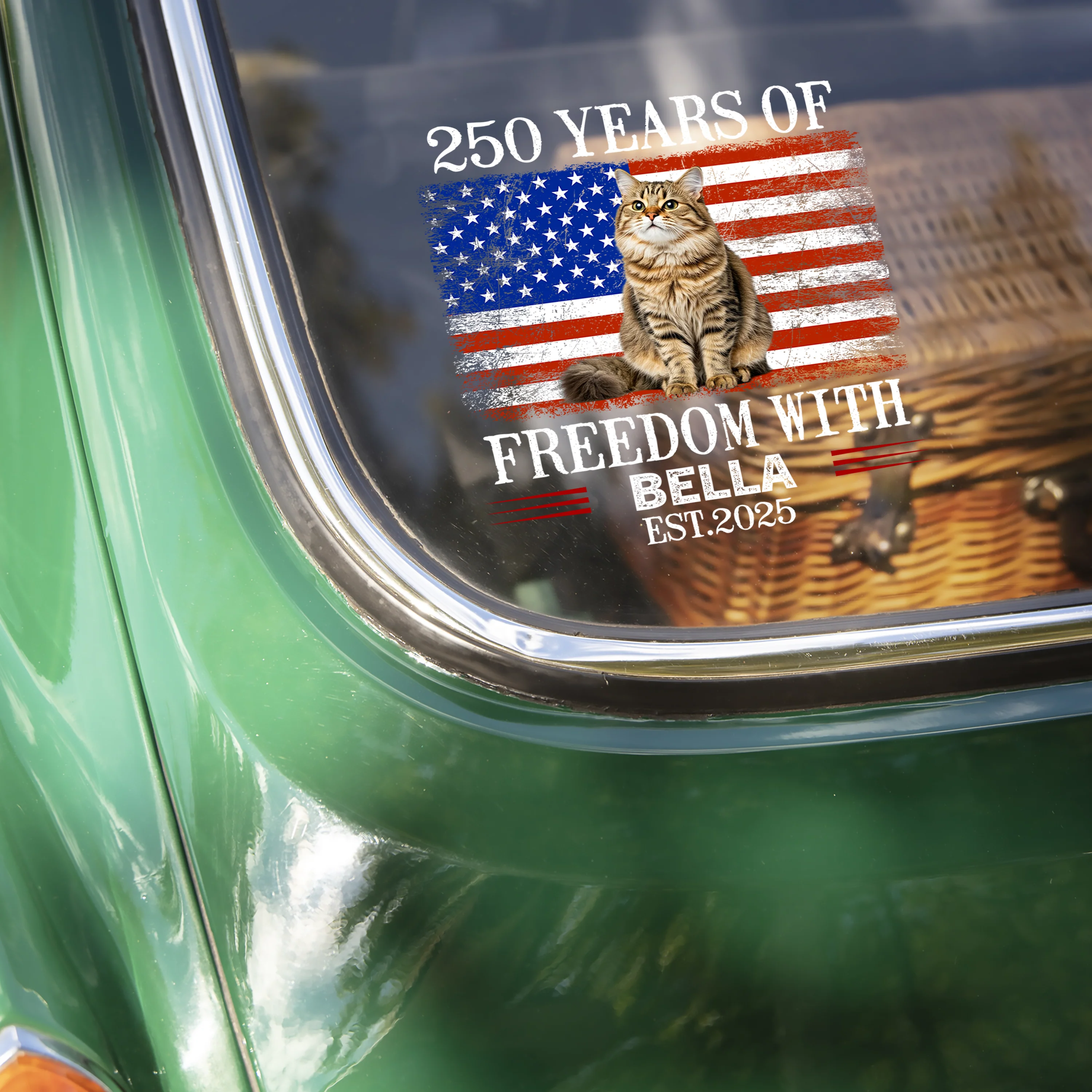 Custom Photo 250 Years Of Freedom With Dog Cat Pet Car Window Decal Sticker HA75 920102 - Image 5