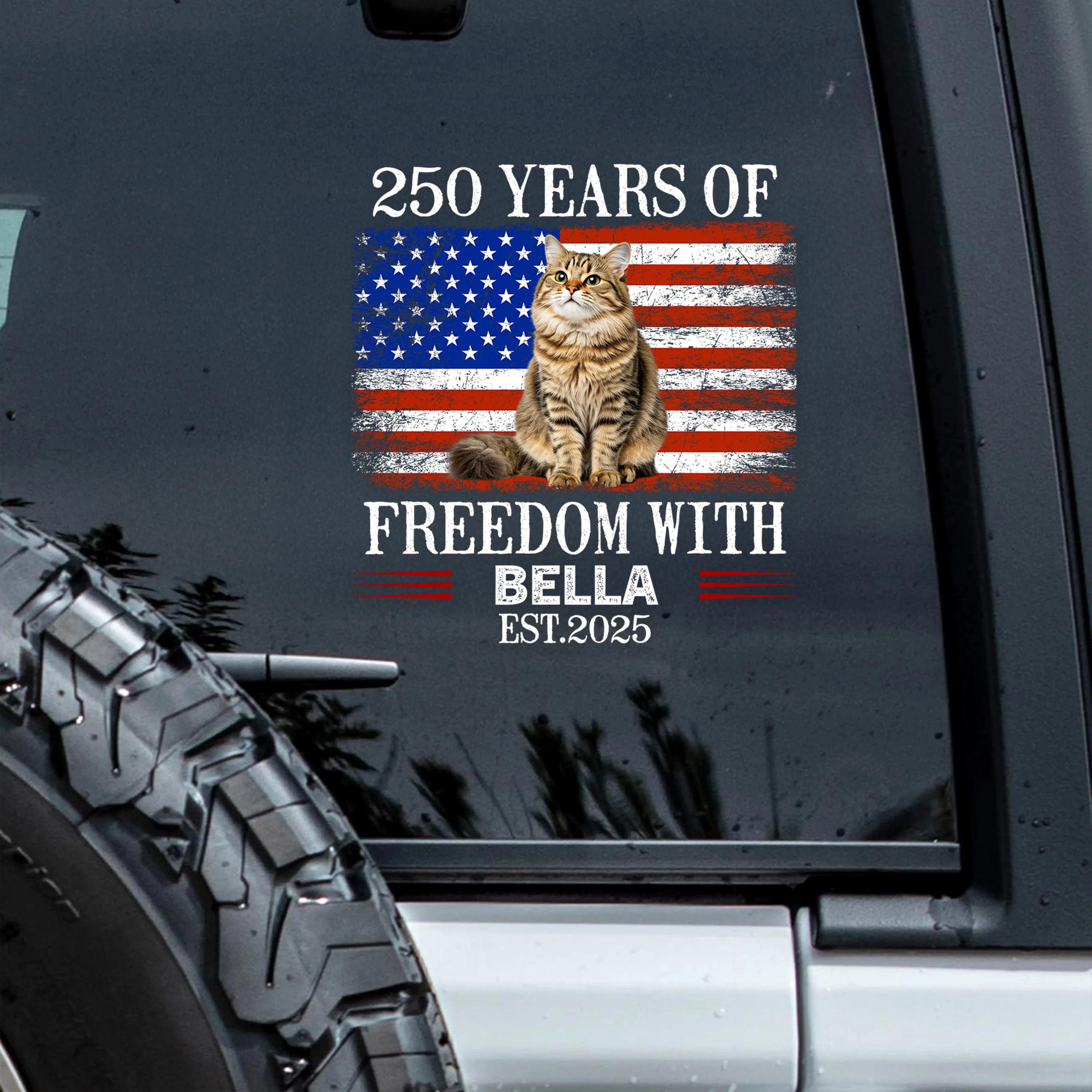 Custom Photo 250 Years Of Freedom With Dog Cat Pet Car Window Decal Sticker HA75 920102 - Image 6