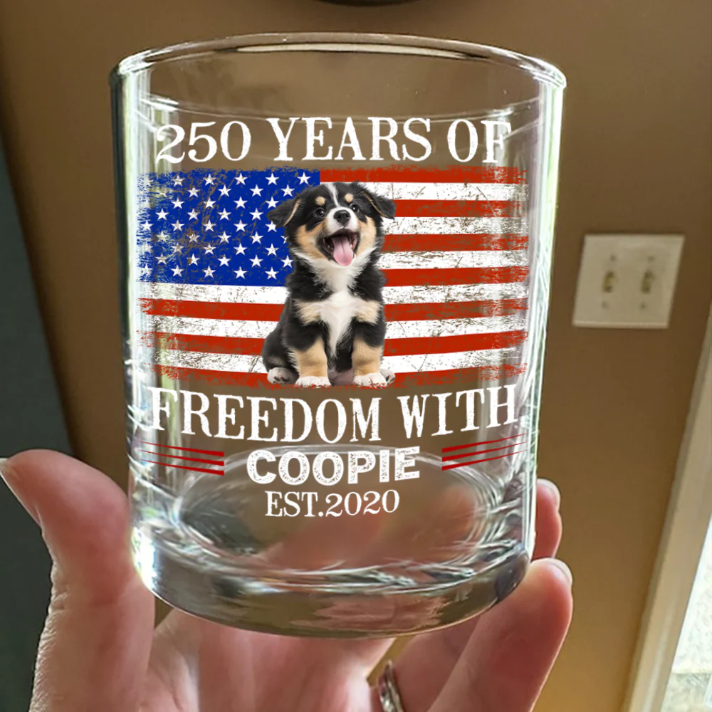 Custom Photo 250 Years Of Freedom With Dog Cat Pet Whiskey Glass HA75 920298 - Image 5
