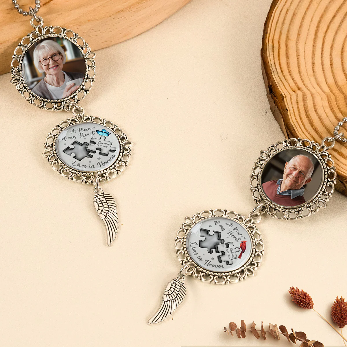 Custom Photo A Piece Of My Heart Lives In Heaven Memorial Car Hanging Ornament With Charm HA75 892832 - Image 4