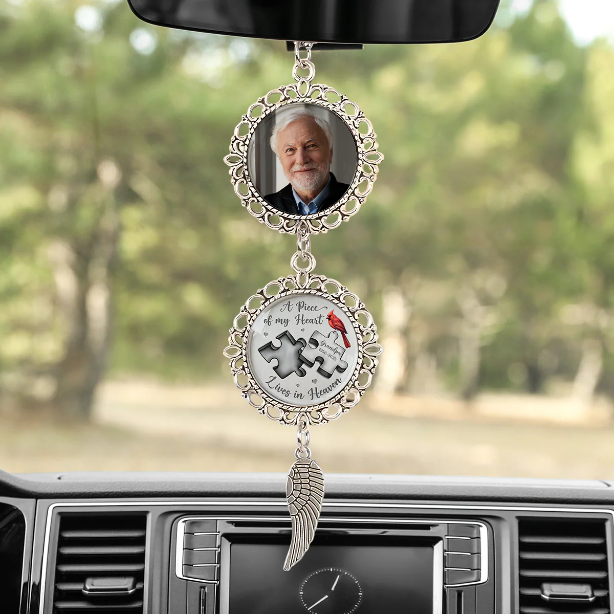 Custom Photo A Piece Of My Heart Lives In Heaven Memorial Car Hanging Ornament With Charm HA75 892832 - Image 5