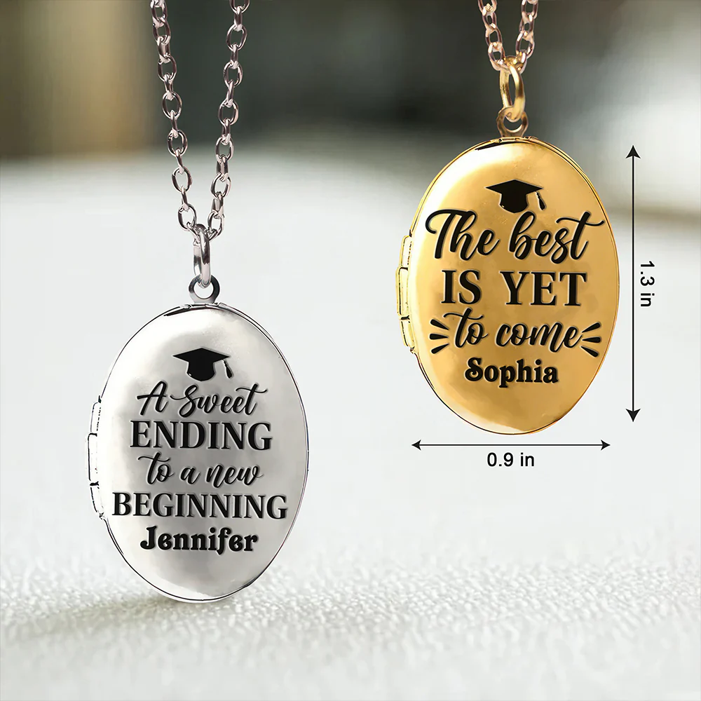 Custom Photo A Sweet Ending To A New Beginning Locket Necklace Graduation Gift HA75 892298 - Image 5