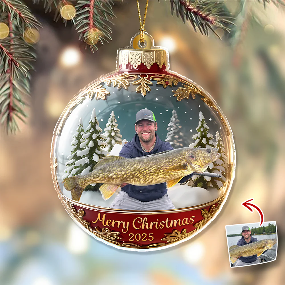 Custom Photo Acrylic Ornament Personalized Christmas Gifts For Fishing Lovers HA75 898380 - Image 2