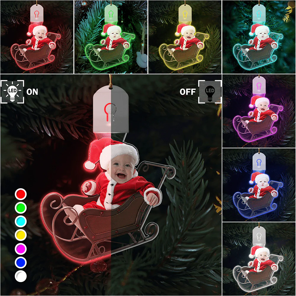 Custom Photo Adorable Newborn Baby Personalized Babys Photo First Christmas Led Acrylic Ornament N304 HA75 891718