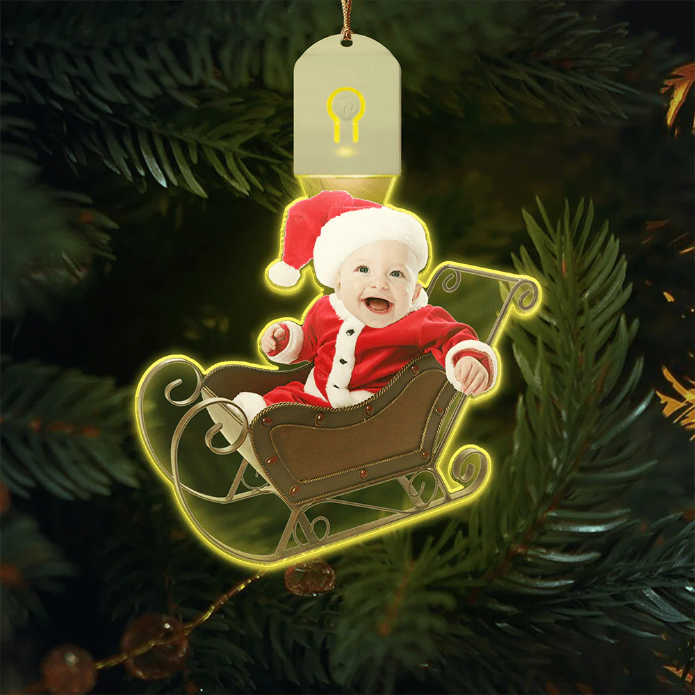Custom Photo Adorable Newborn Baby Personalized Babys Photo First Christmas Led Acrylic Ornament N304 HA75 891718 - Image 2