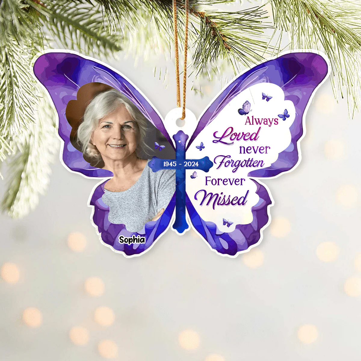 Custom Photo Always Loved Never Forgotten Forever Missed Memorial Acrylic Ornament HA75 891358