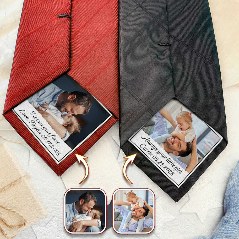 Custom Photo Always Your Little Girl Tie Patch For Men Father of the Bride HA75 897900 - Image 2