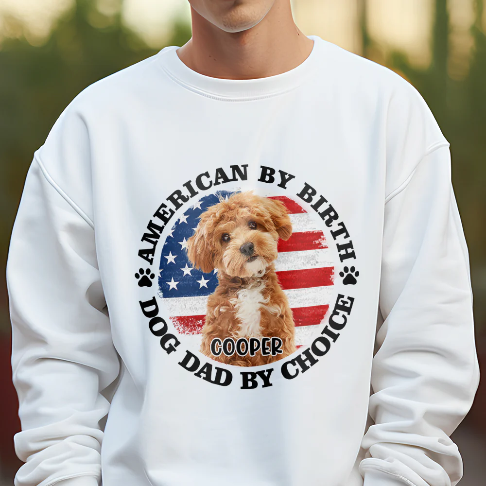 Custom Photo American By Birth, Dog Mom By Choice Bright Shirt HA75 892538 - Image 4
