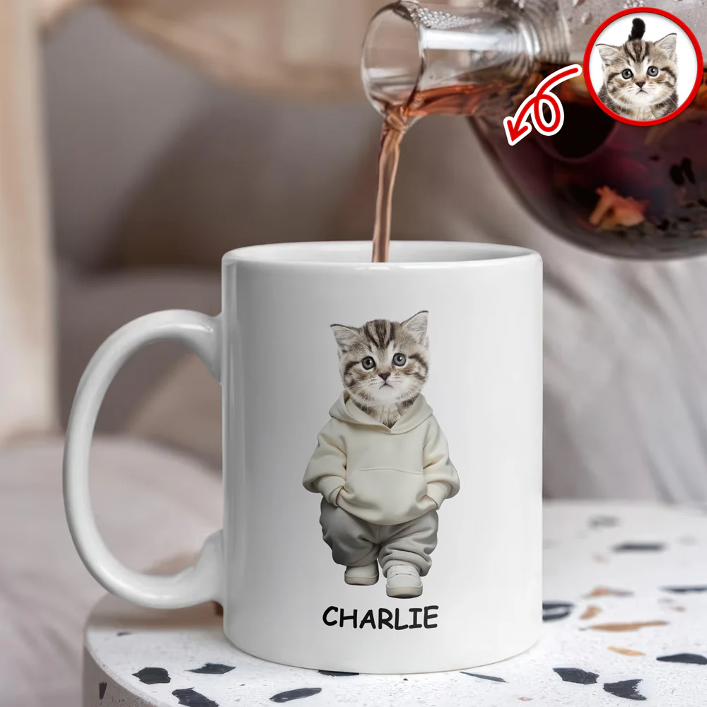 Custom Photo And Name Cat White Mug For Cat Pet Lovers HA75 897598 - Image 4