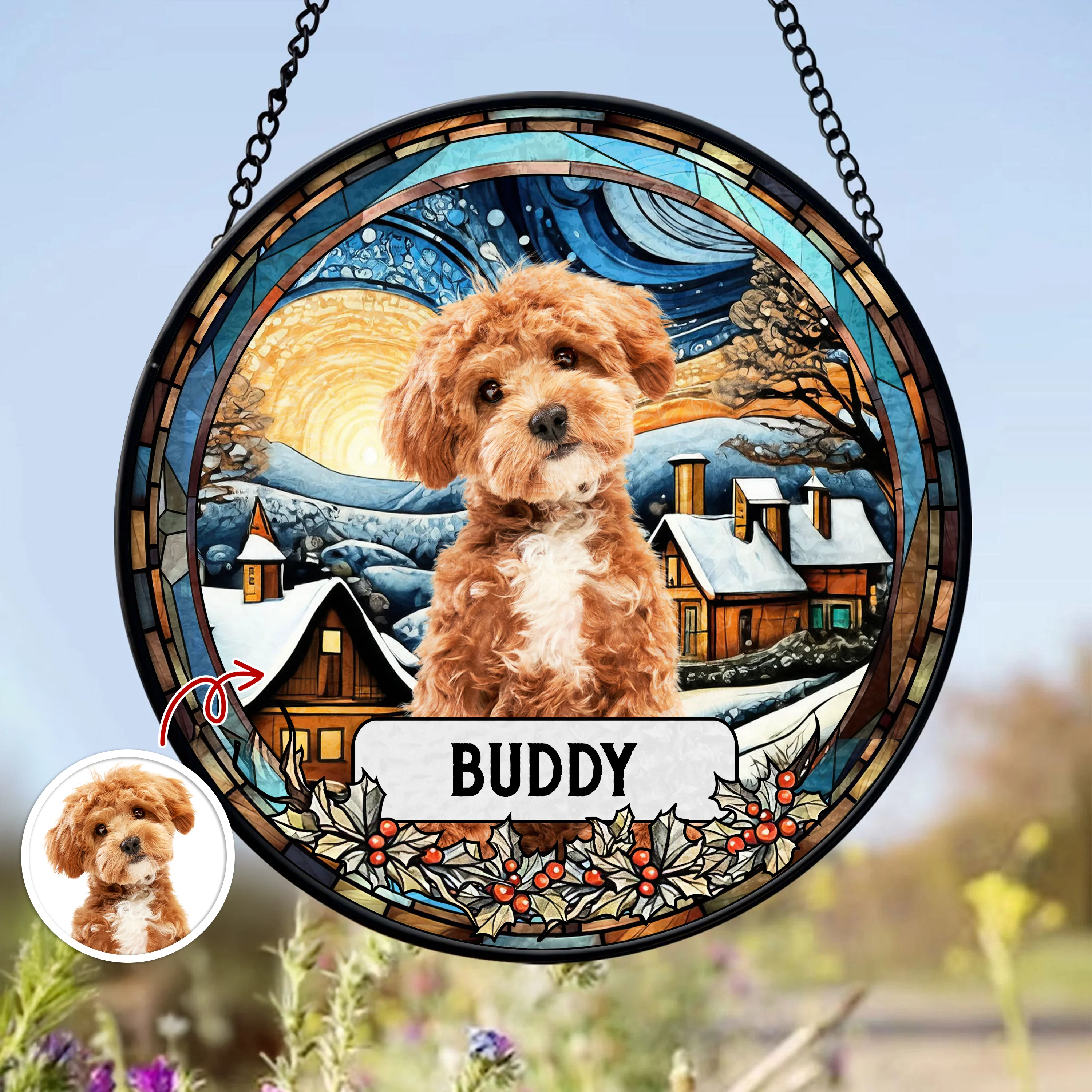 Custom Photo and Name Dog Cat Memorial Stained Glass Suncatcher Pet Loss Gift HA75 897054 - Image 2