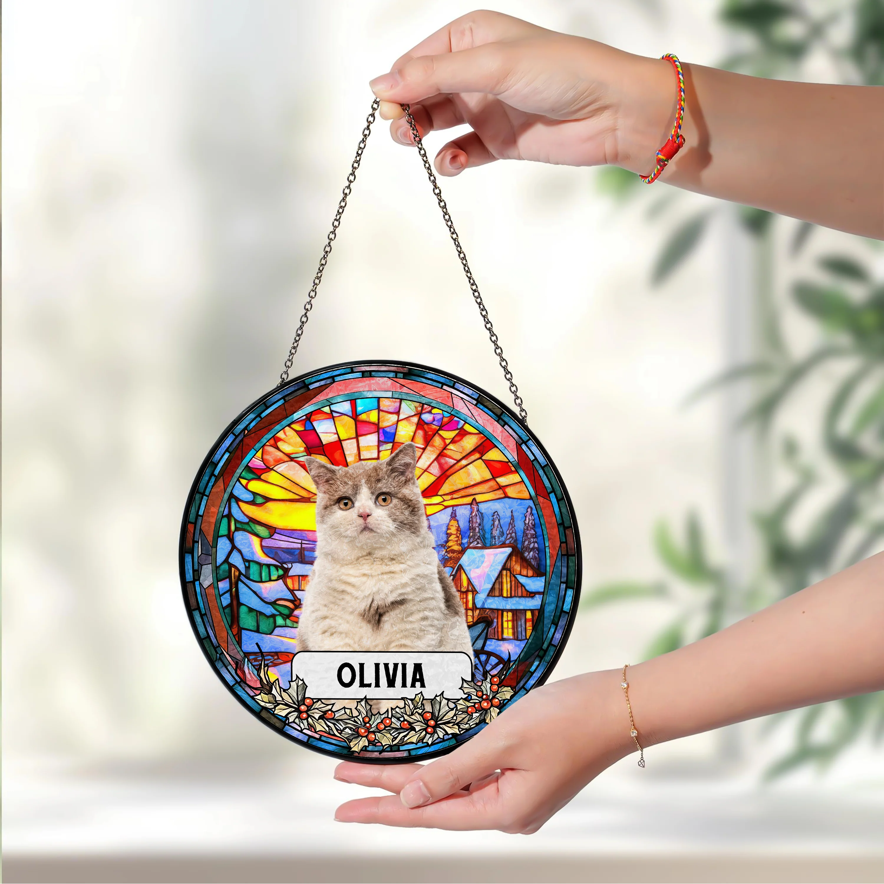 Custom Photo and Name Dog Cat Memorial Stained Glass Suncatcher Pet Loss Gift HA75 897054 - Image 3