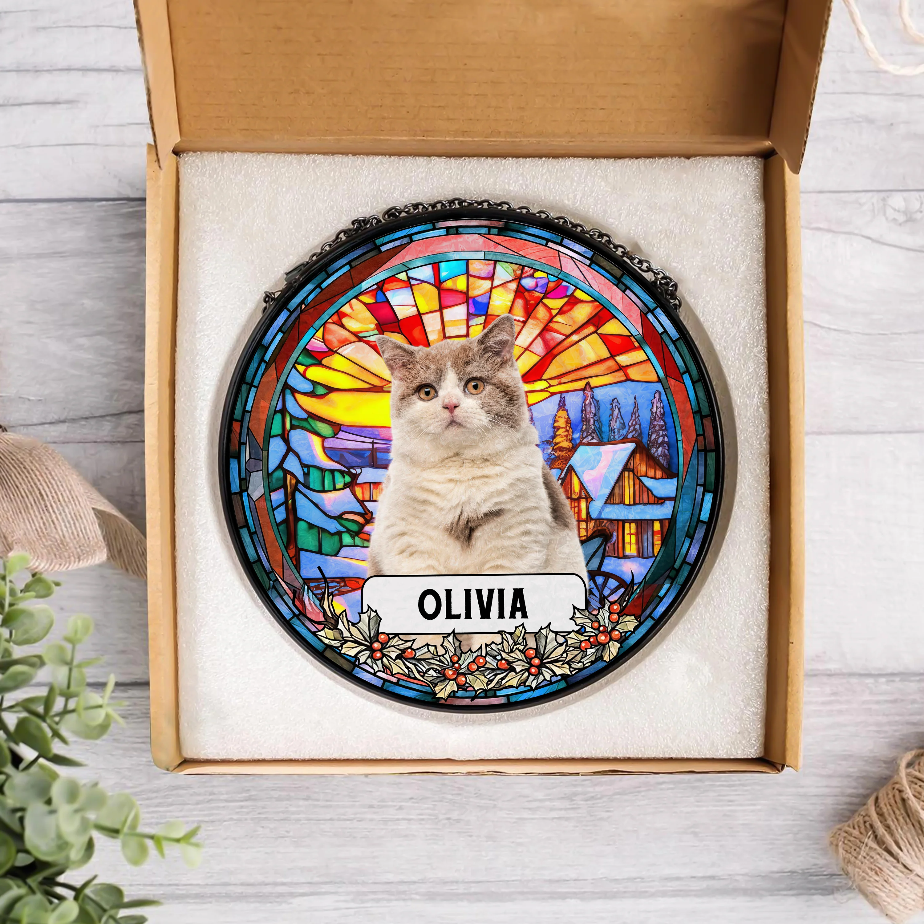 Custom Photo and Name Dog Cat Memorial Stained Glass Suncatcher Pet Loss Gift HA75 897054 - Image 4
