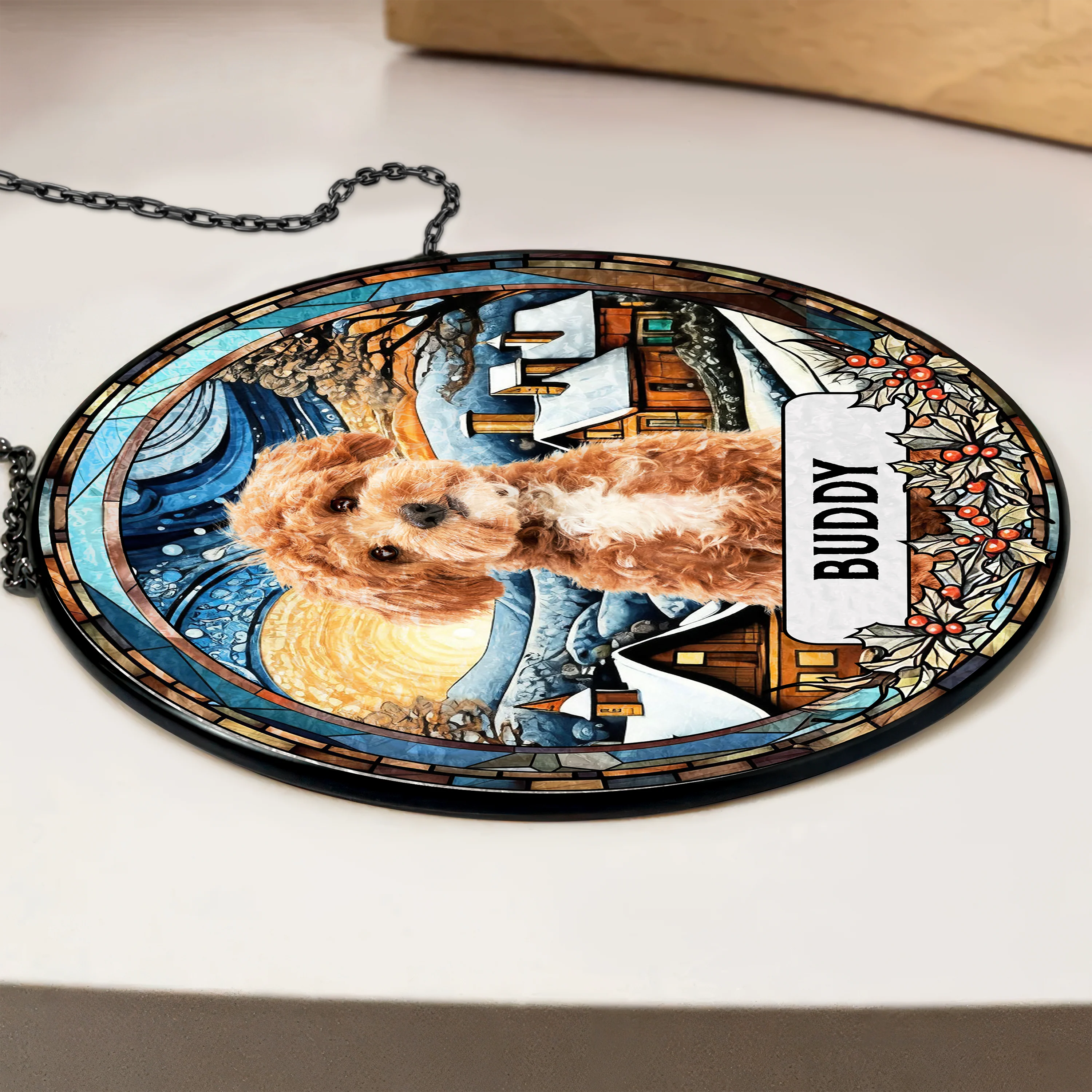 Custom Photo and Name Dog Cat Memorial Stained Glass Suncatcher Pet Loss Gift HA75 897054 - Image 5