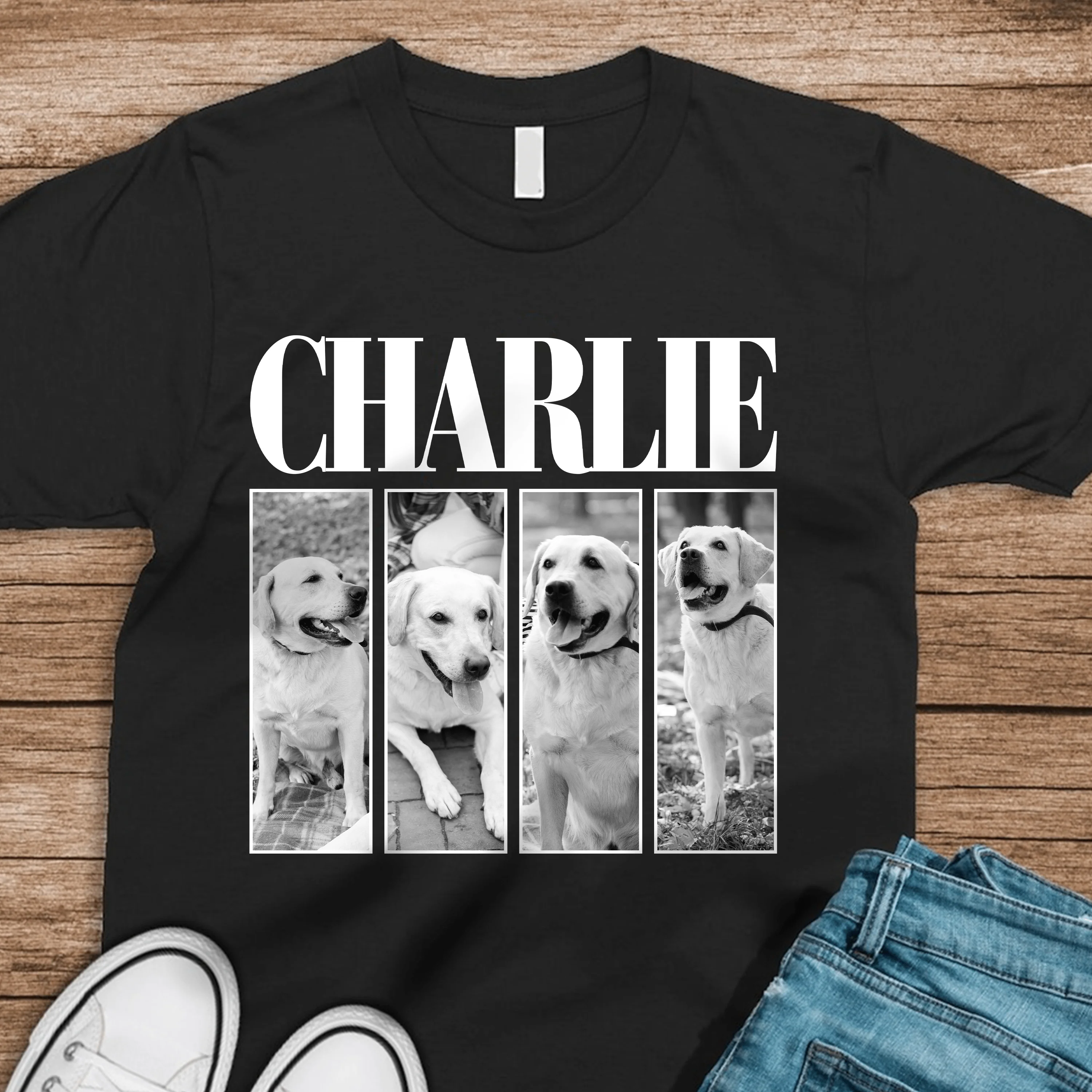 Custom Photo And Name Dog Cat Pets Family Dark Shirt HA75 891918 - Image 4