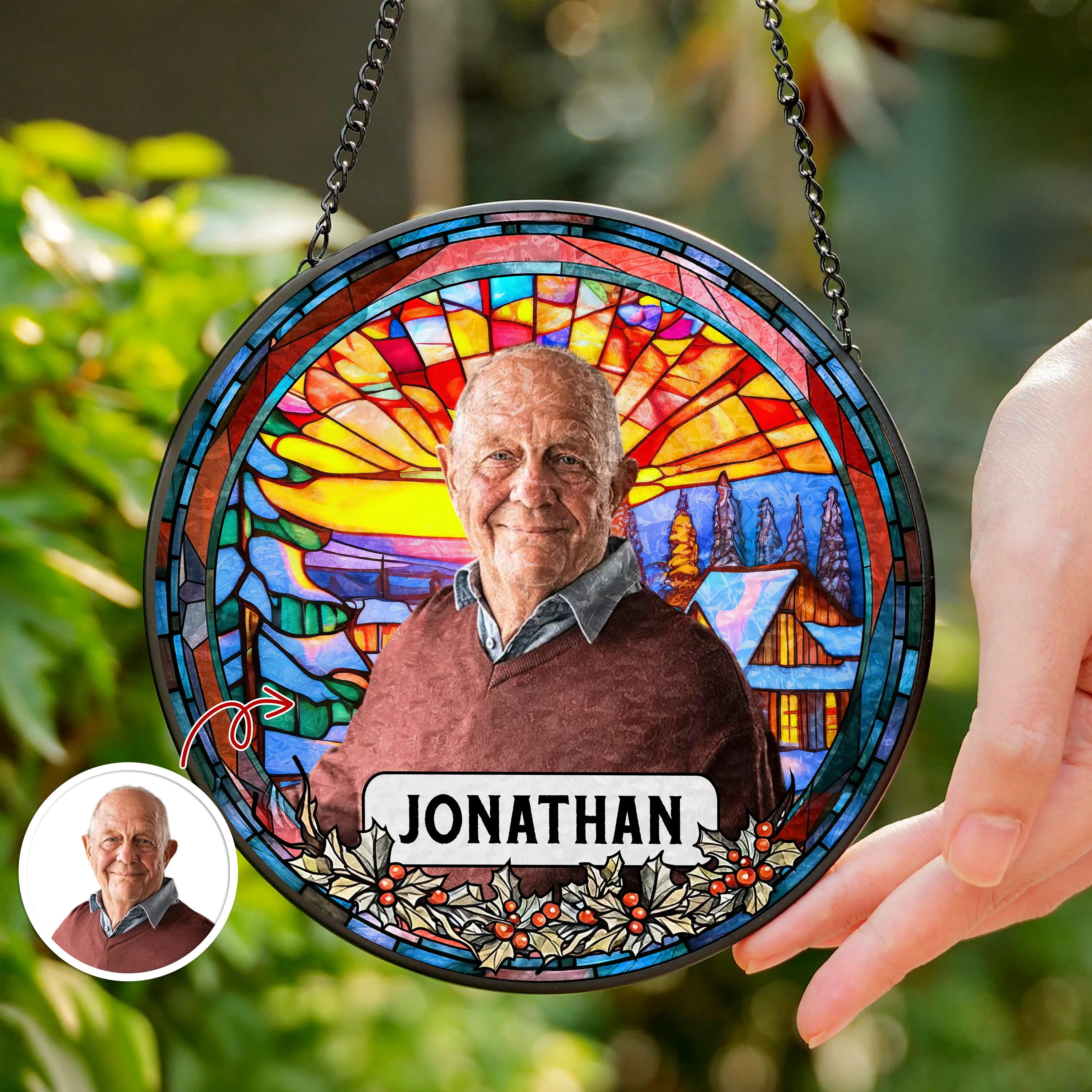 Custom Photo and Name Grandparent Memorial Stained Glass Suncatcher HA75 897150 - Image 3