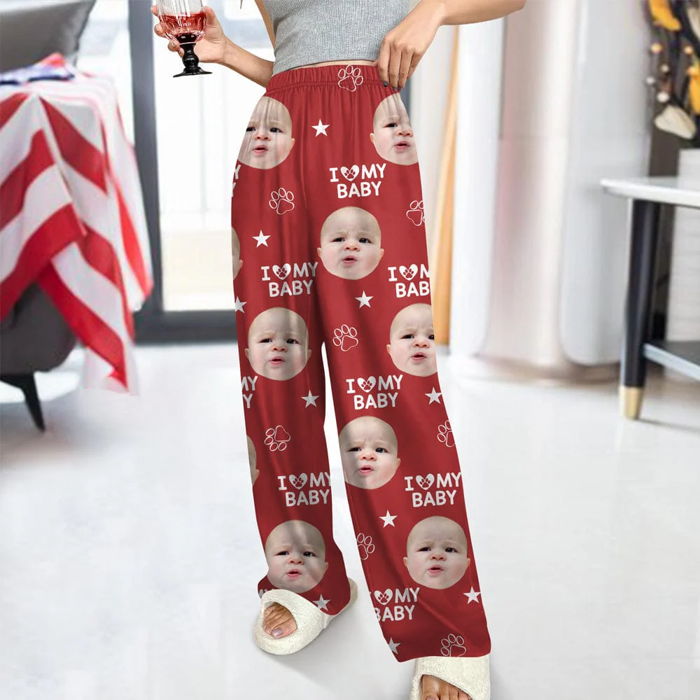 Custom Photo and Name I Love My Family, Dog, Cat Pants Christmas Gift TA29 HA75 892125 - Image 5