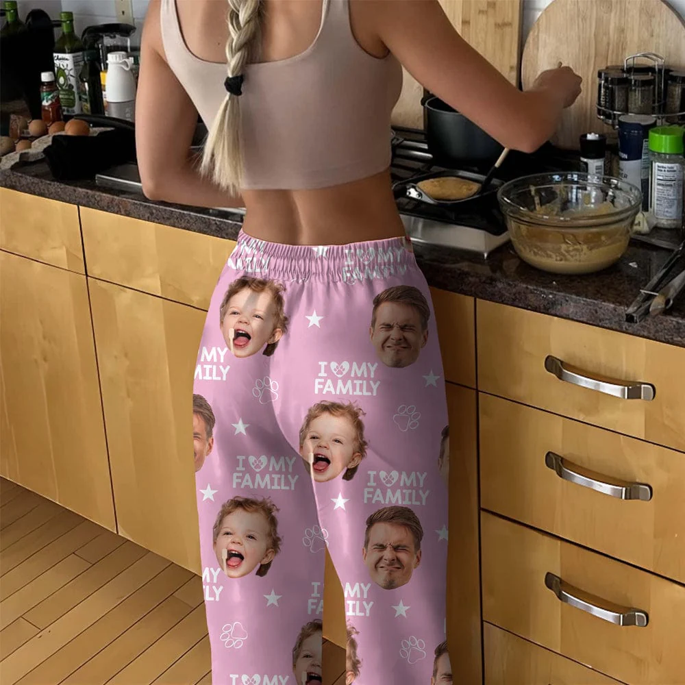 Custom Photo and Name I Love My Family, Dog, Cat Pants Christmas Gift TA29 HA75 892125 - Image 8