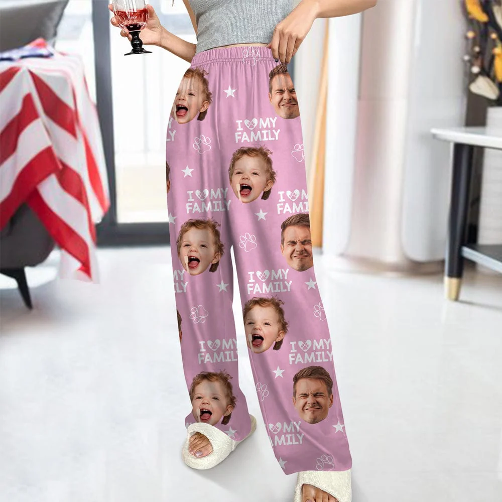 Custom Photo and Name I Love My Family, Dog, Cat Pants Christmas Gift TA29 HA75 892125 - Image 9