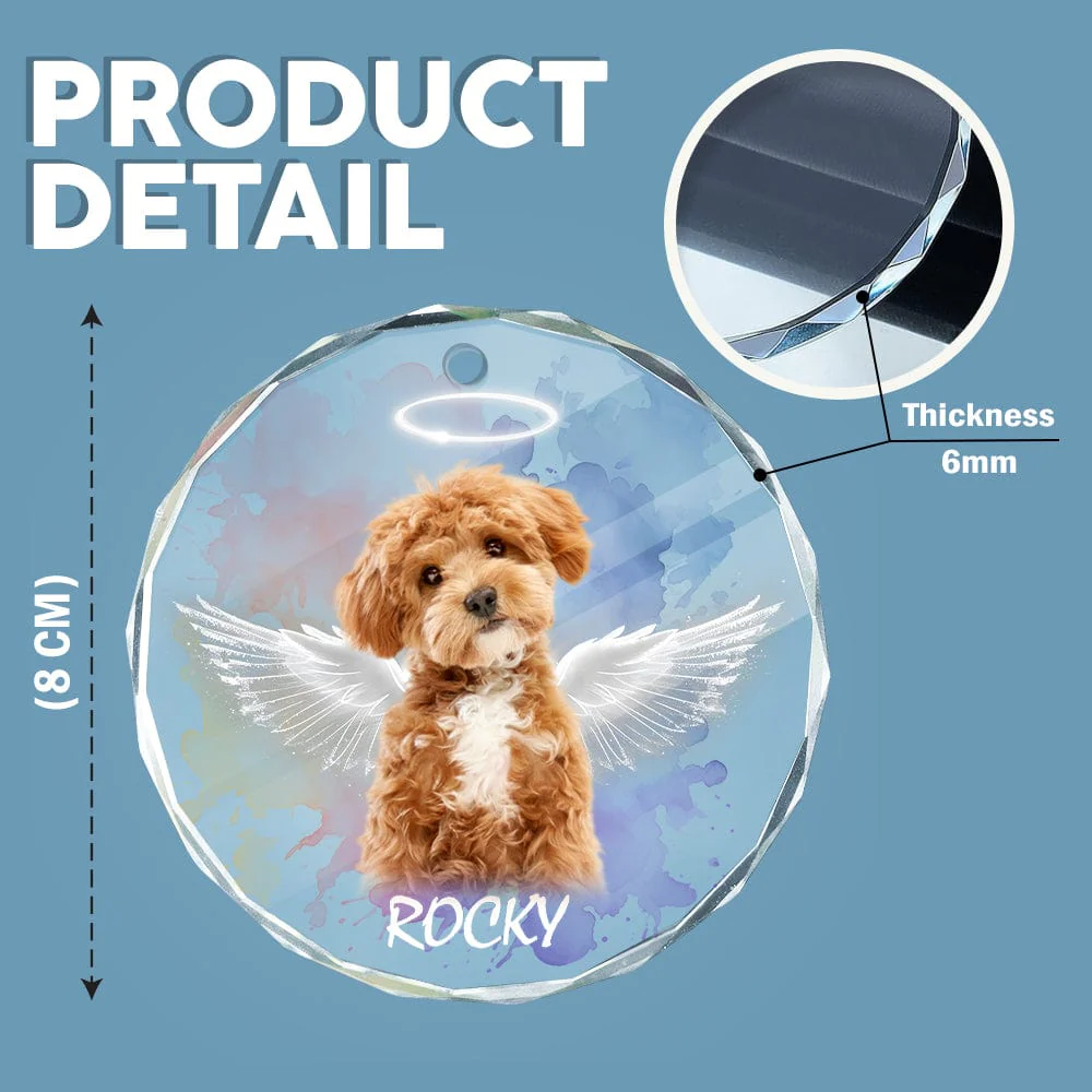 Custom Photo Angel Dog with Wings Memorial Glass Ornament HA75 891426 - Image 4
