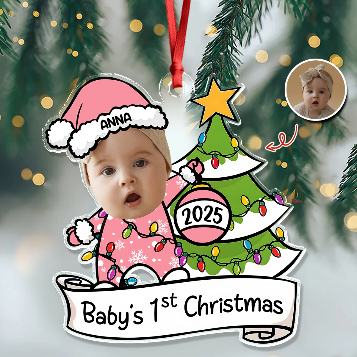 Custom Photo Baby's First Christmas Personalized Acrylic Ornament New Born Gift HA75 892860 - Image 3