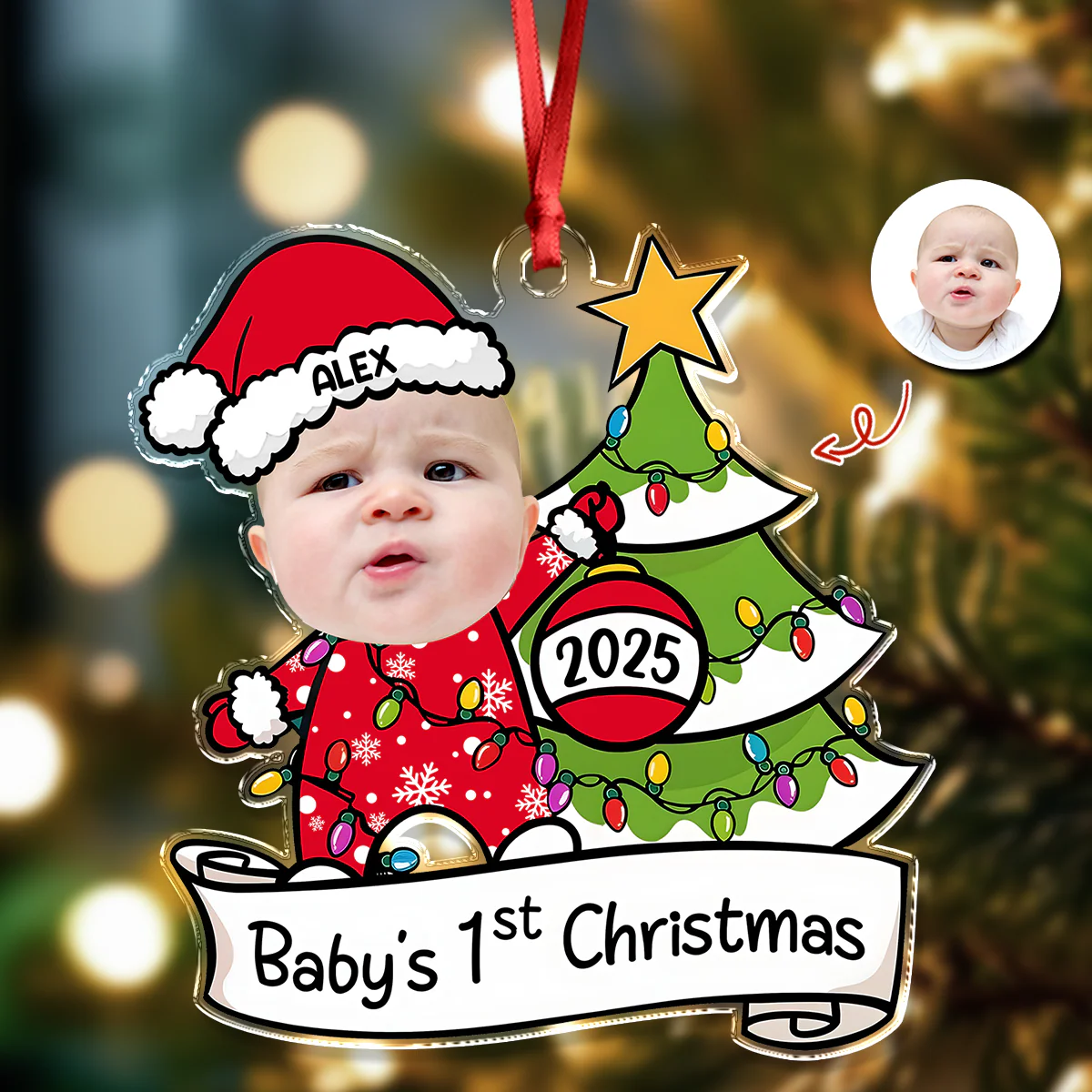 Custom Photo Baby's First Christmas Personalized Acrylic Ornament New Born Gift HA75 892860 - Image 4