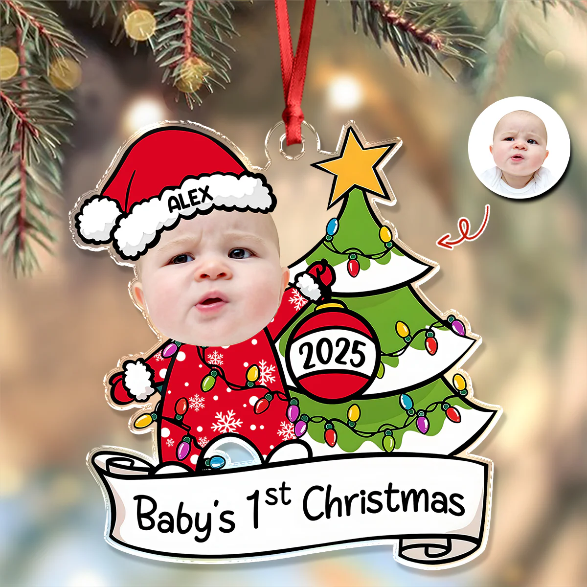 Custom Photo Baby's First Christmas Personalized Acrylic Ornament New Born Gift HA75 892860 - Image 7