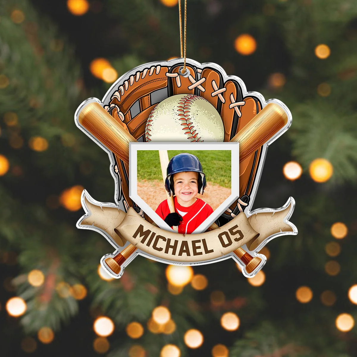 Custom Photo Baseball Son Acrylic Ornament HA75 891056