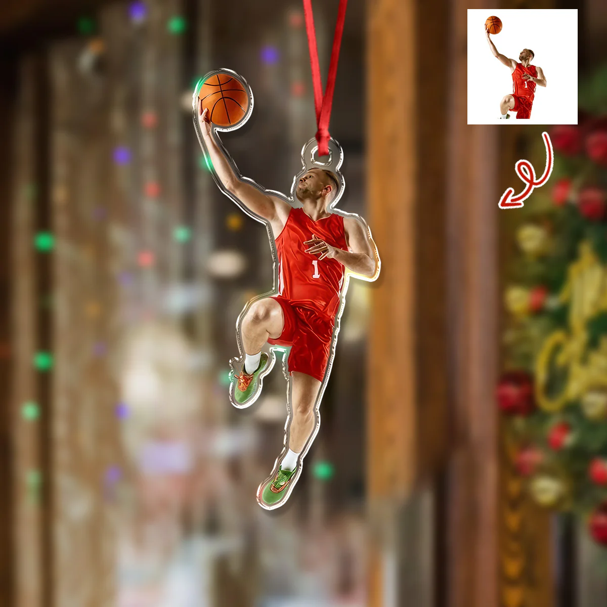Custom Photo Basketball Players Acrylic Ornament Christmas Decorations HA75 897656 - Image 3
