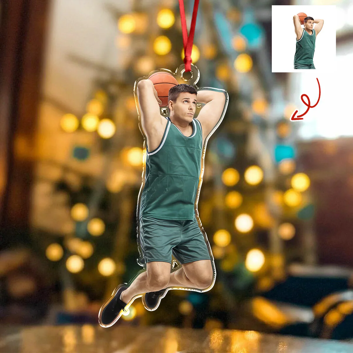 Custom Photo Basketball Players Acrylic Ornament Christmas Decorations HA75 897656 - Image 4