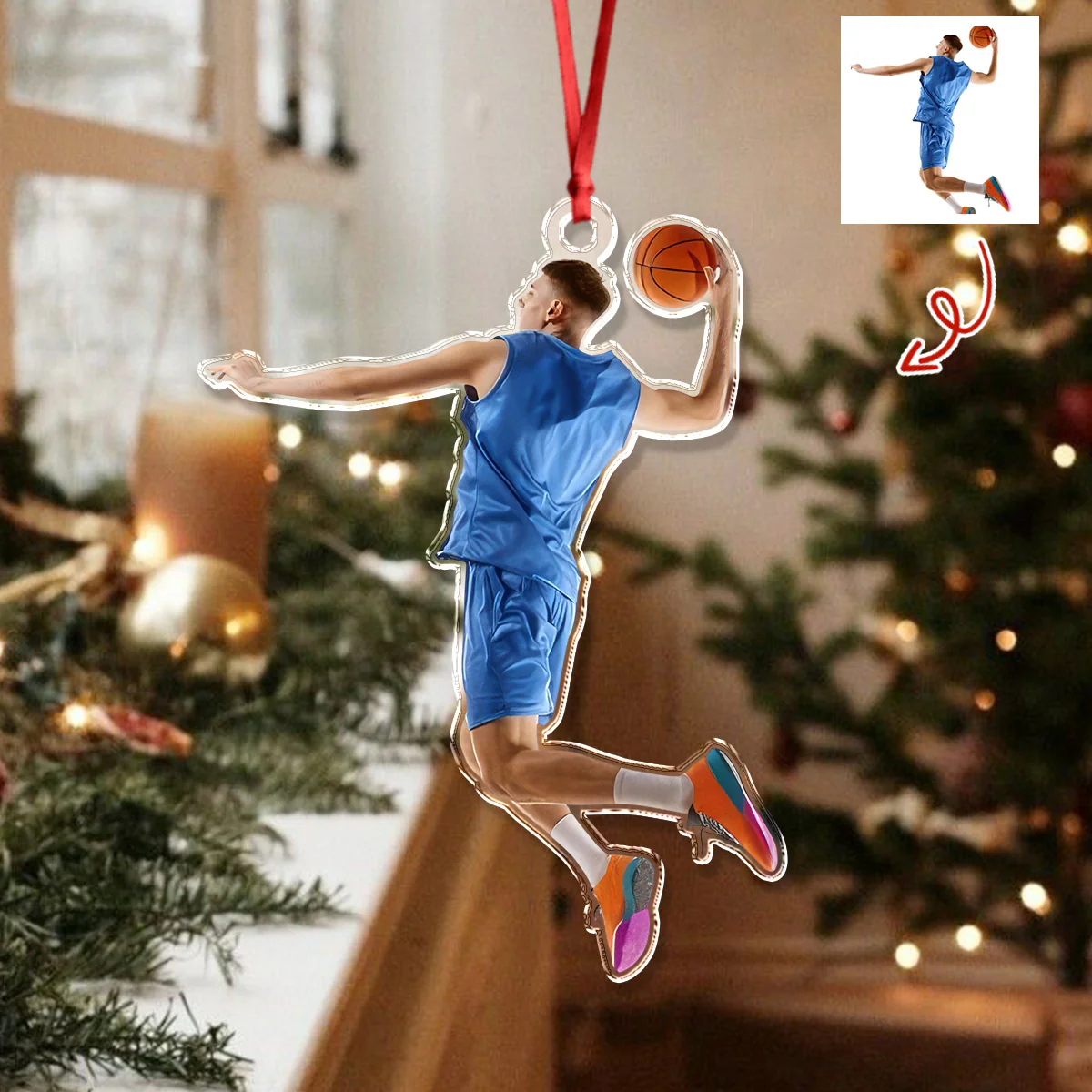 Custom Photo Basketball Players Acrylic Ornament Christmas Decorations HA75 897656 - Image 5