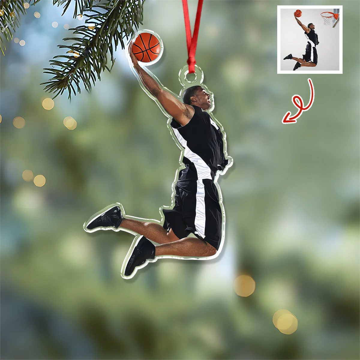 Custom Photo Basketball Players Acrylic Ornament Christmas Decorations HA75 897656 - Image 6