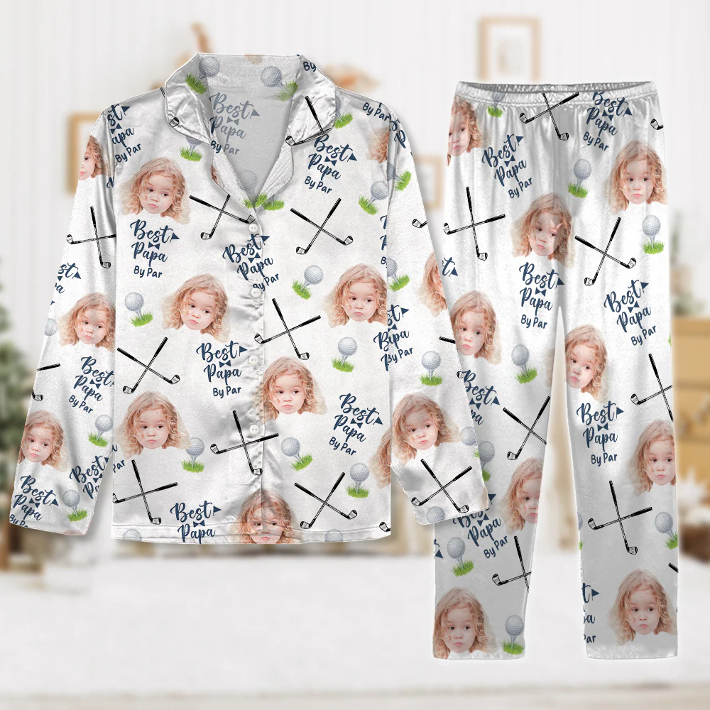 Custom Photo Best Dad By Par Pajamas Gift For Golf Lovers HA75 892730 - Image 2