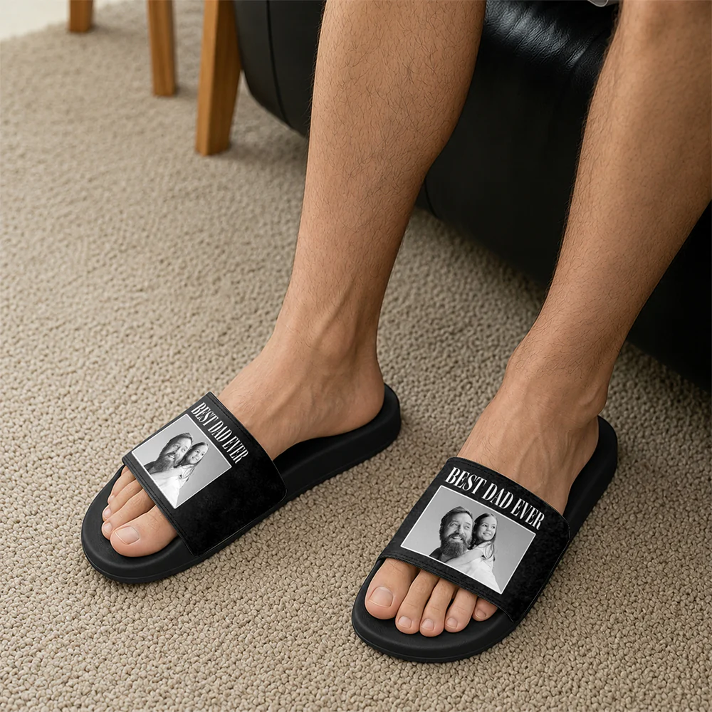 Custom Photo Best Dad Ever, Best Mom Ever Slide Sandals - Gift For Dad Mom, Father's Day HA75 921492 - Image 3