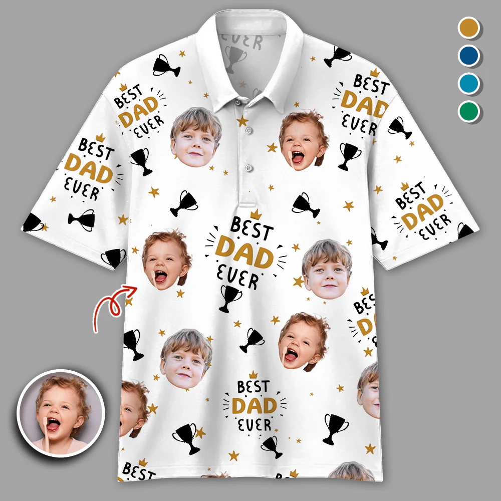 Custom Photo Best Dad Ever Polo Shirt HA75 890612 - Image 2
