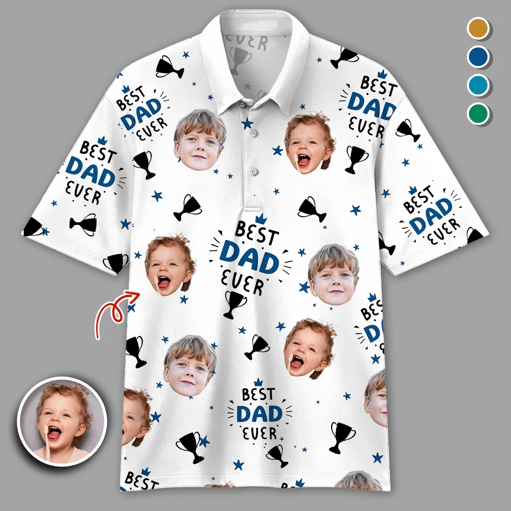 Custom Photo Best Dad Ever Polo Shirt HA75 890612 - Image 4