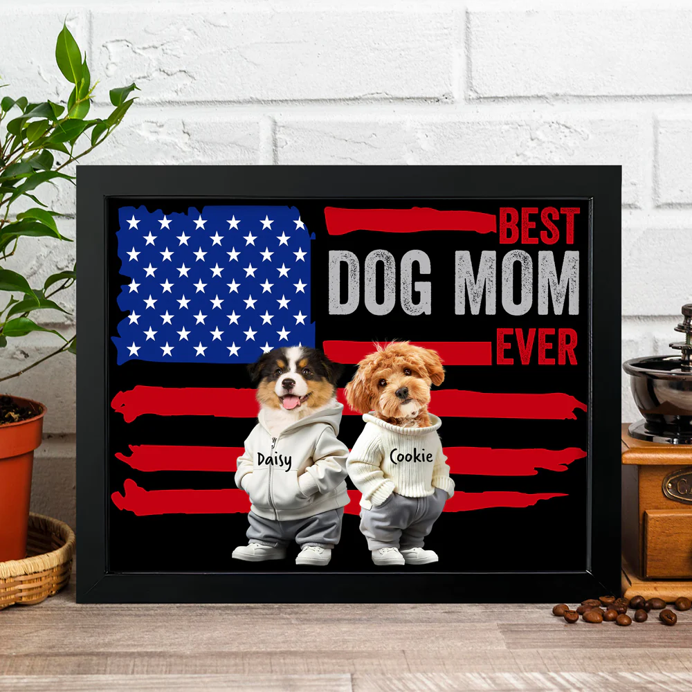 Custom Photo Best Dog Cat Dad Ever US Flag Picture Frame Father's Day Gift HA75 892076 - Image 2