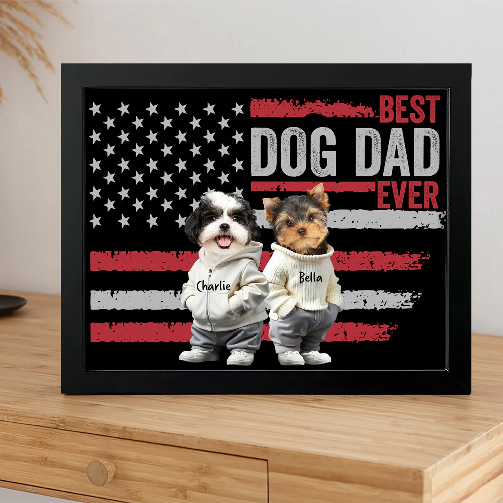 Custom Photo Best Dog Cat Dad Ever US Flag Picture Frame Father's Day Gift HA75 892076 - Image 5