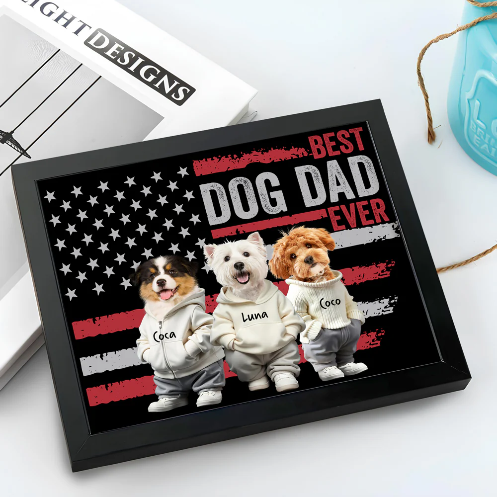 Custom Photo Best Dog Cat Dad Ever US Flag Picture Frame Father's Day Gift HA75 892076 - Image 6